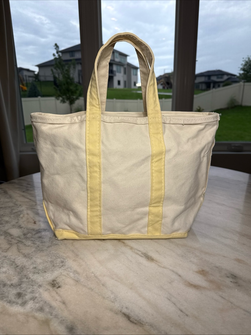 Ll Bean Boat And Tote Vintage Butter Yellow Medium Ziptop GUC